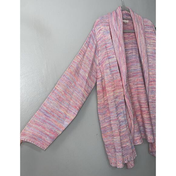 Woman Within Plus Size 1X Marled Pastel Pink Space Dye Drape Cardigan Soft Girl - Picture 2 of 9